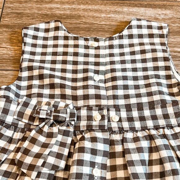 Pottery Barn Kids Brown White Gingham Checkered Picnic Party Dress Size 3Y - Picture 5 of 6